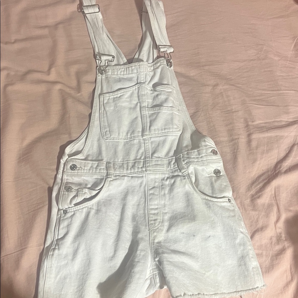 Bershka White Denim Jumpsuit